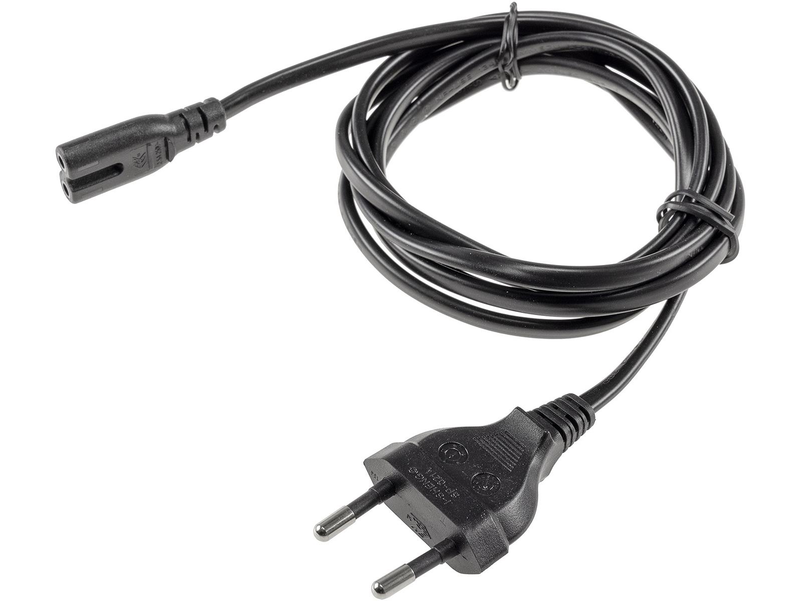 Netzkabel Eurostecker > DoppelnutsteckerH03VVH2-F2G, 0,75 mm², 2,5A/250V, 1,5m