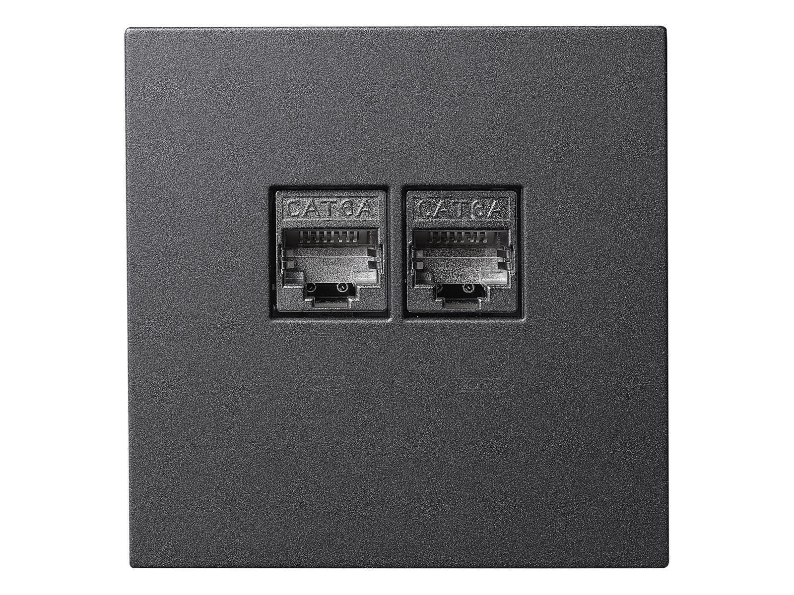 Netzwerk-Dose McPower ''Shallow'' CAT6A, UP, anthrazit, vollgeschirmt