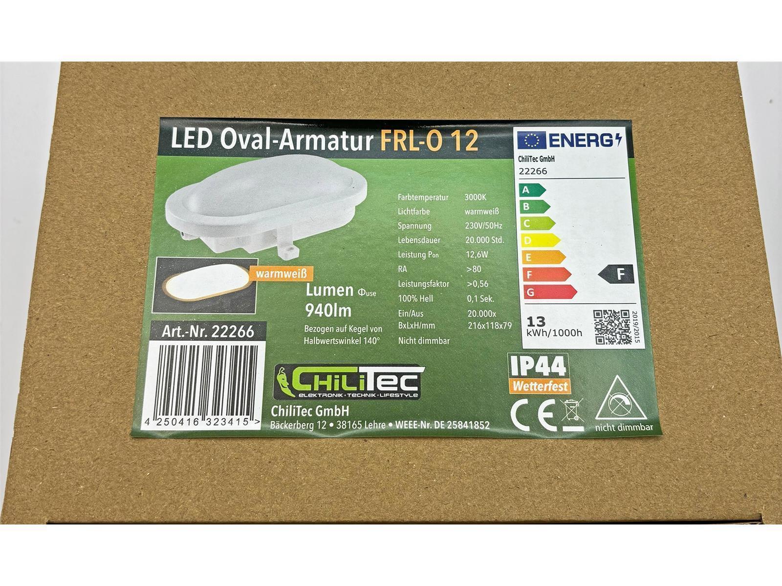 LED Oval-Armatur "FRL-O 12" IP44Feuchtraum-Leuchte, 12W, 960lm, 3000K