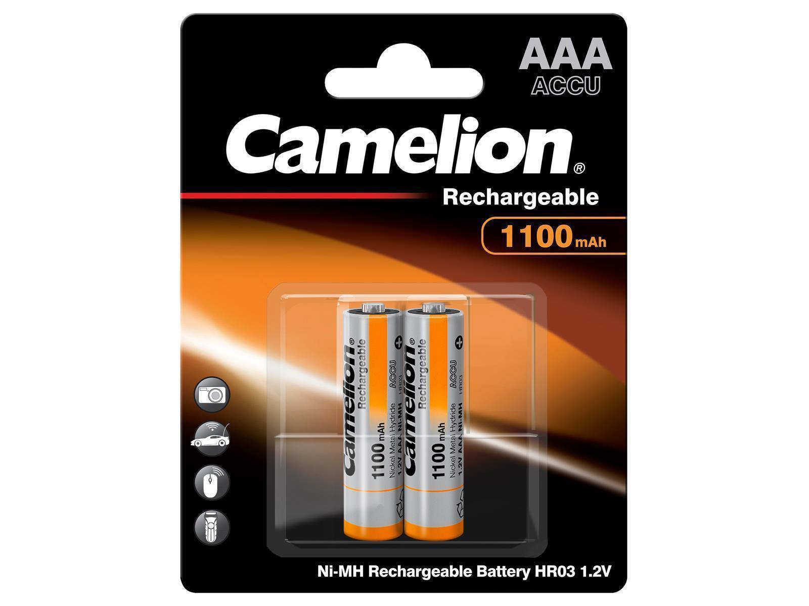 Micro-Akku CAMELION 1,2 V, 1.000 mAh, Typ AAA, NiMH, 2er-Blister