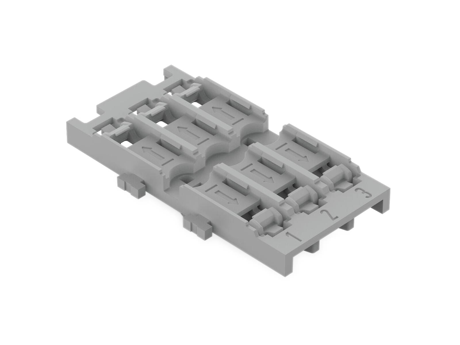 Befestigungsadapter WAGO, 3-fach, für Durchgangsverbinder mit Hebel,Rastfuß,grau