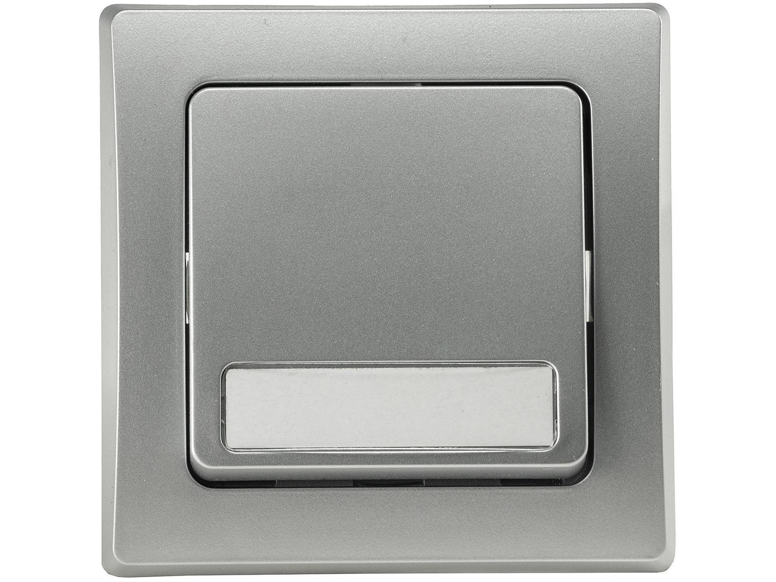 DELPHI Taster mit Namensschild 250V~/ 10A, inkl. Rahmen, UP, silber