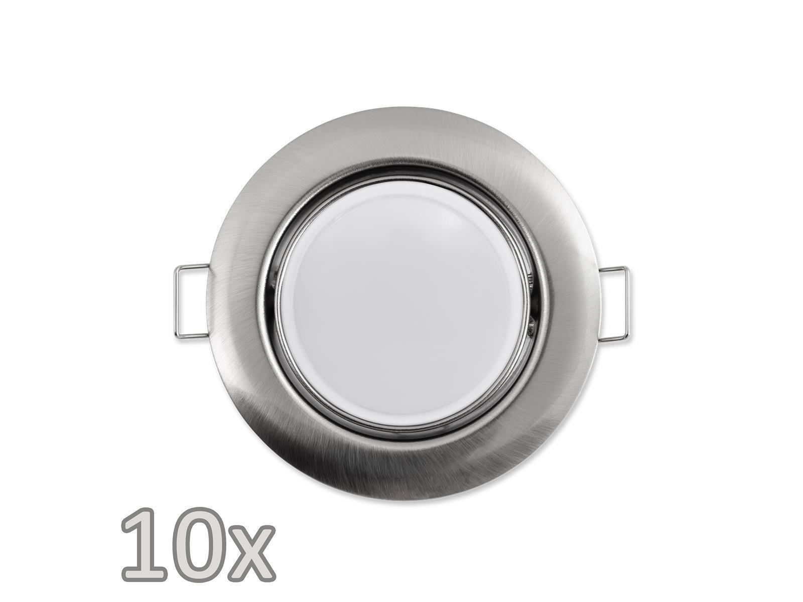 Einbauleuchten-Set McShine, 10xRahmen, 10xLED-Modul, 3W, 265lm, 230V, Edelstahl