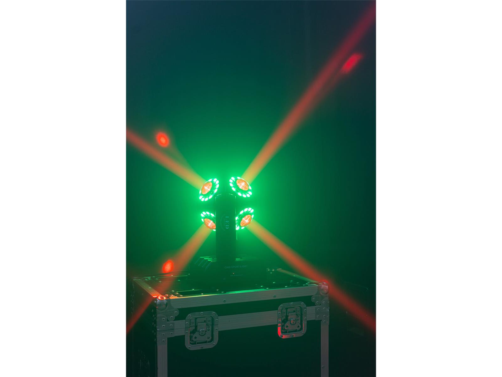 DMX-Moving-Head IBIZA ''SATURNE'', 4-in-1 RGBW LEDs + 8 Lichtringe