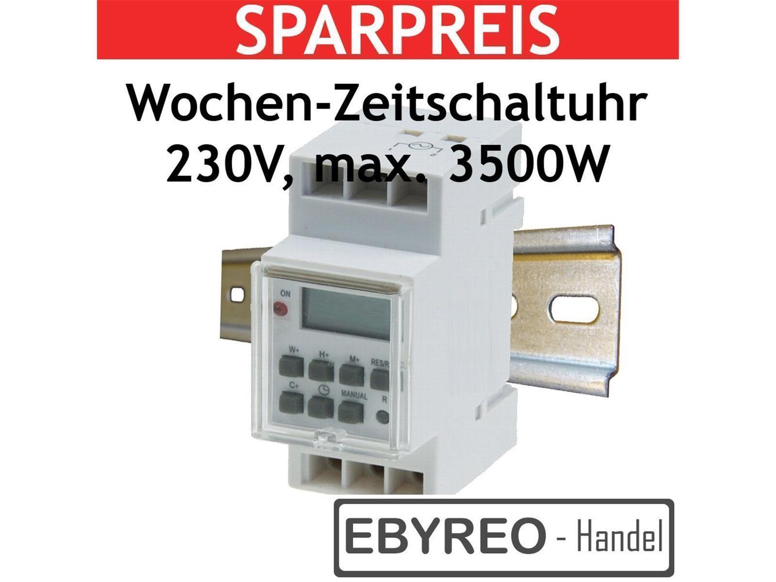 digitale Wochen Zeitschaltuhr zum Einbau auf Hutschiene (DIN)
