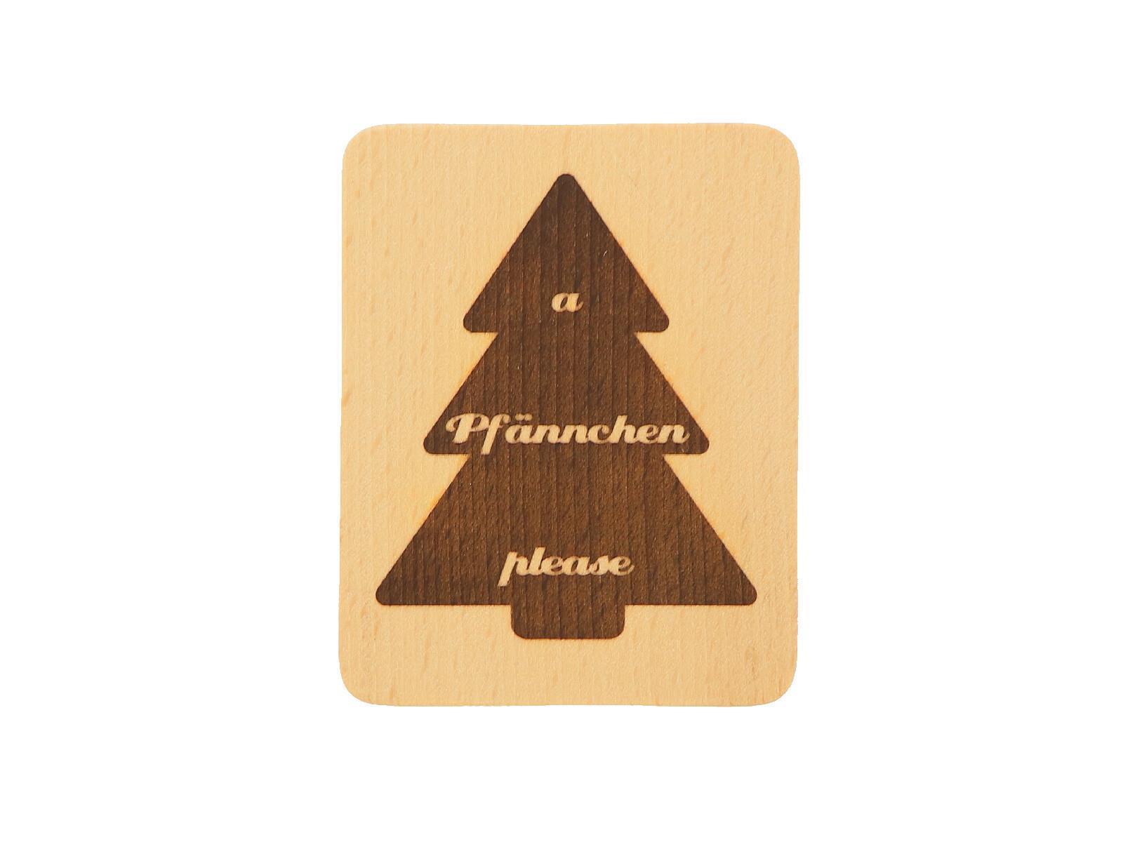 Untersetzer, rechteckig mit Motiv a pfännchen please" aus Holz 10 cm"