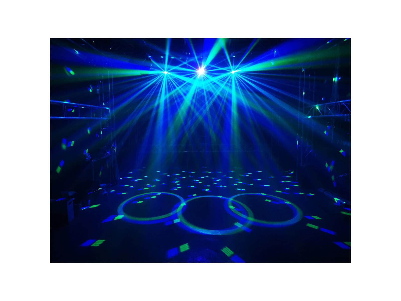 5-in-1 DMX-Lichteffekt IBIZA ''FULLMOON'' mit Wash, UV, RG Laser, Strobe & Astro