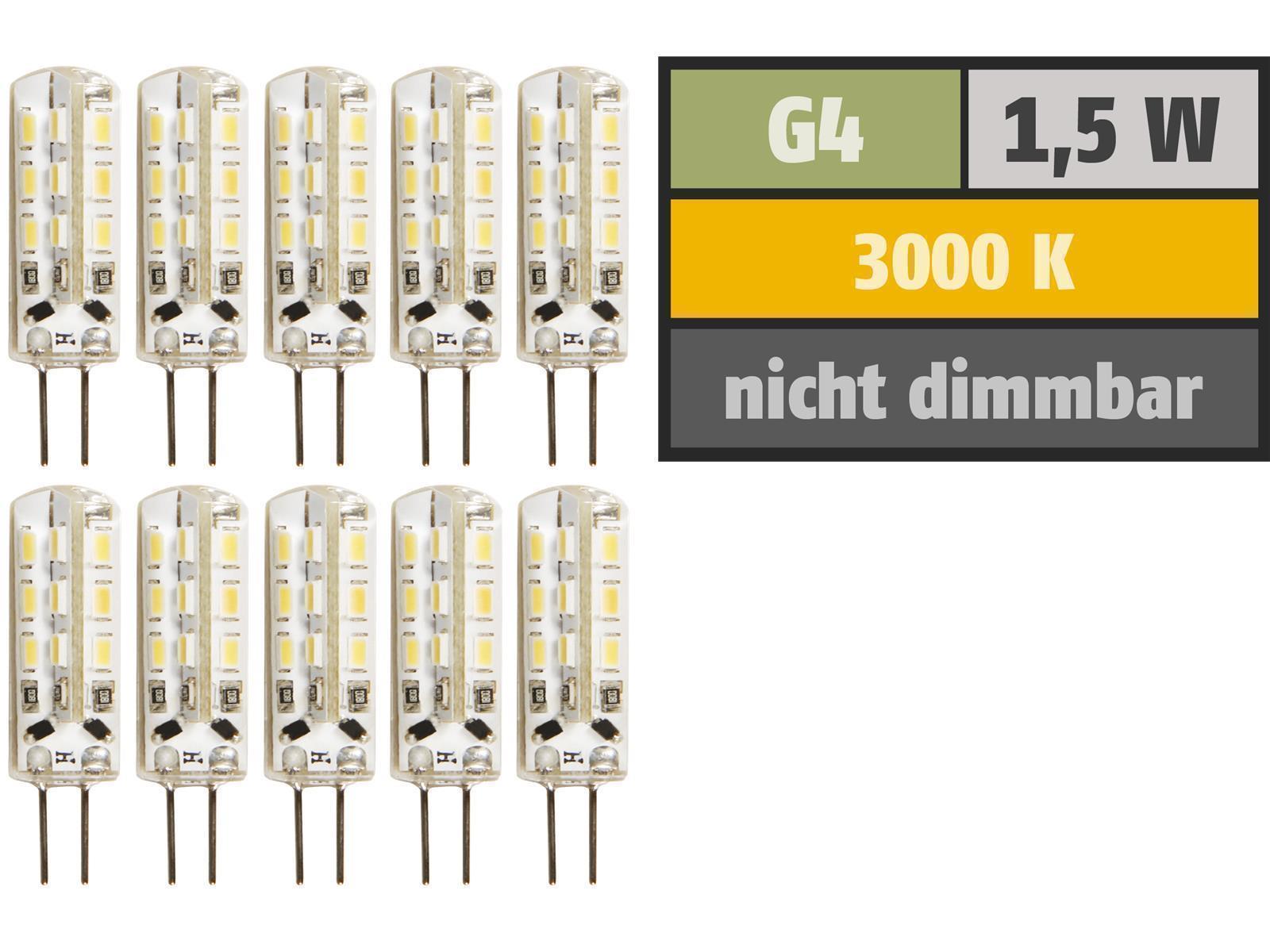 LED-Stiftsockellampe McShine ''Silicia'', G4, 1,5W, 120lm, warmweiß, 10er-Pack