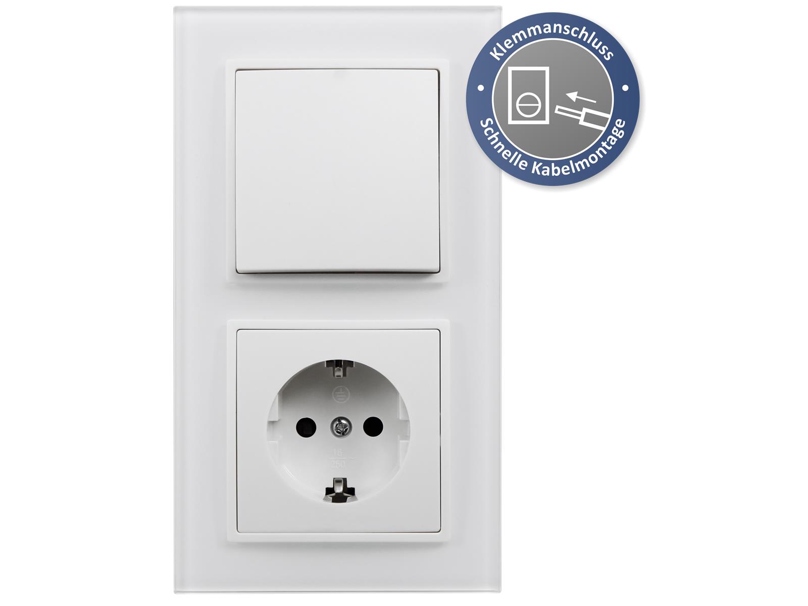 Schalter und Steckdosen Set McPower Flair ''Tür 2-fach-Style Profi'' Glasrahmen