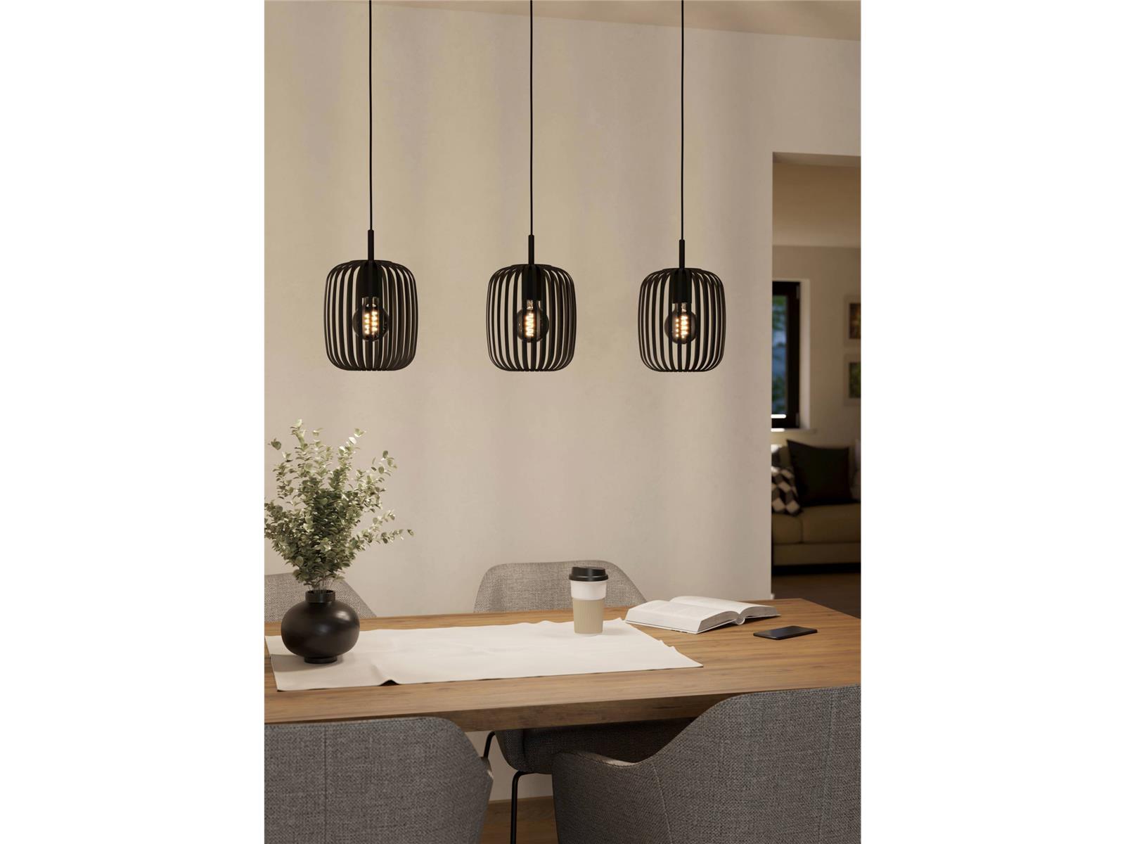 Hängeleuchte EGLO ''Romazzina'', 3-flammig, E27, Stahl, schwarz, 110x20x90cm