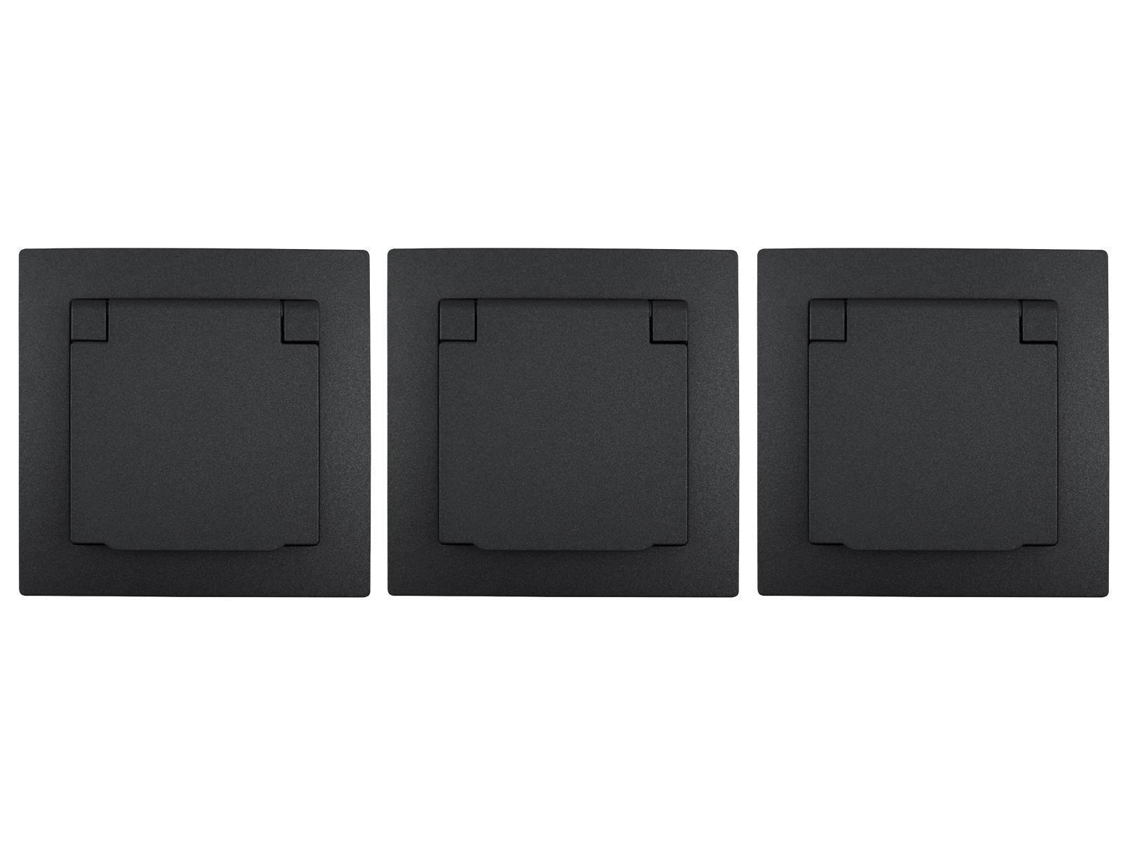 Schutzkontakt-Steckdose McPower ''Flair'', 250V~/16A, UP, IP44, anthrazit,3er-Pack