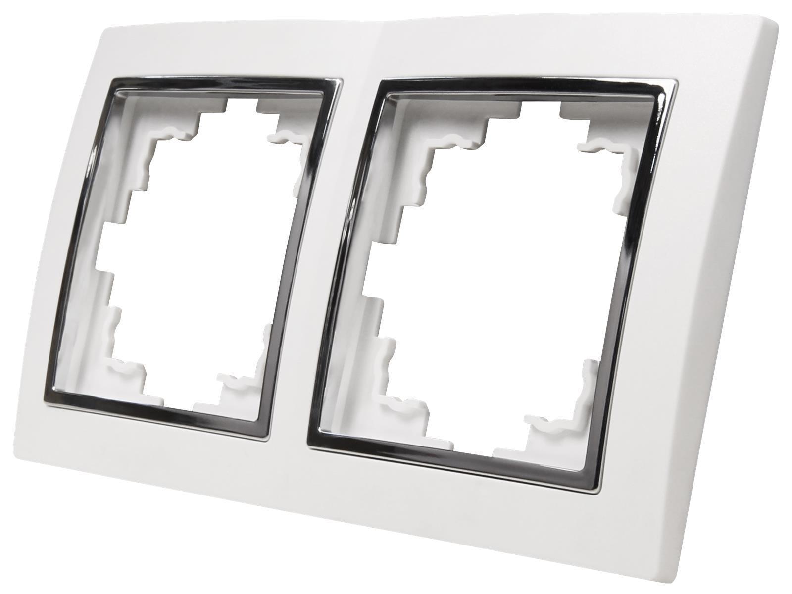 Rahmen McPower ''Flair'' 2-fach, weiß mit silberner Zierleiste