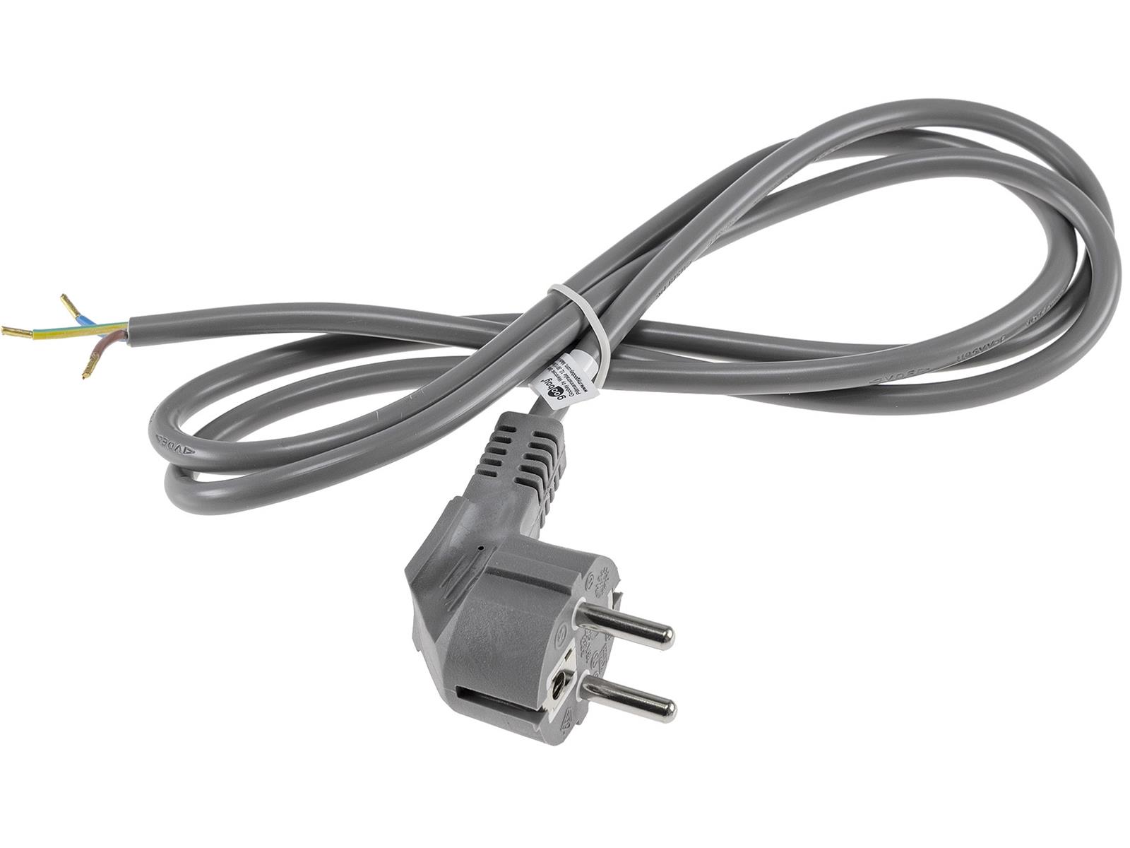 Netzkabel 1,5m, grau, 3x 0,75mm²Schutzkontakt-Stecker > blanke Enden