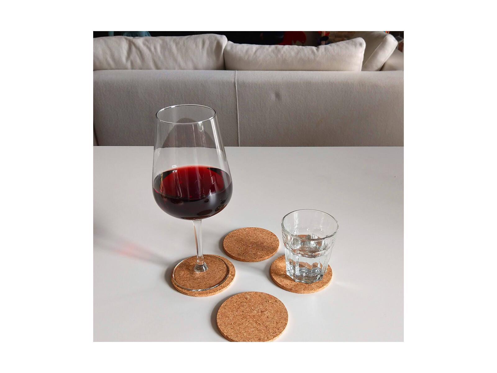 Glasuntersetzer, rund, 6er Set, aus Kork, 9 cm