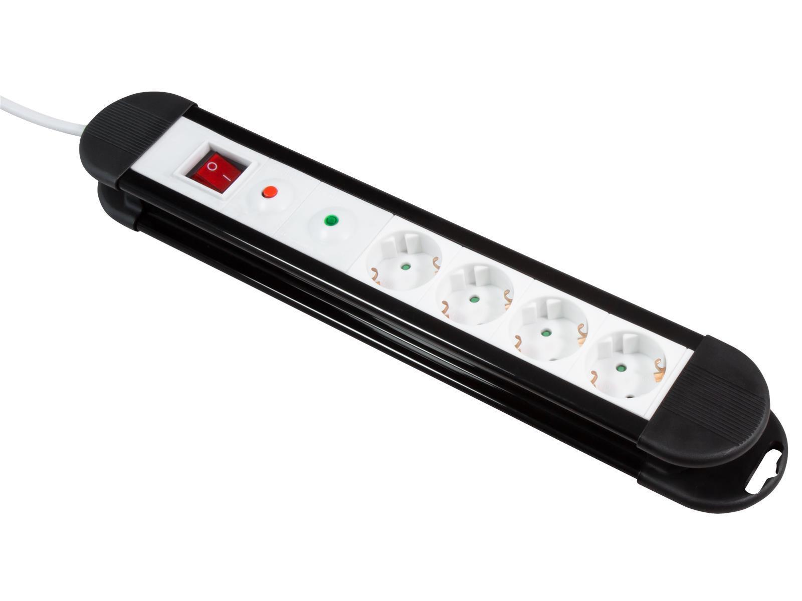 Steckdosenleiste McPower ''KL-04'' 4-fach, Überspannungsschutz, 1,4m Zuleitung