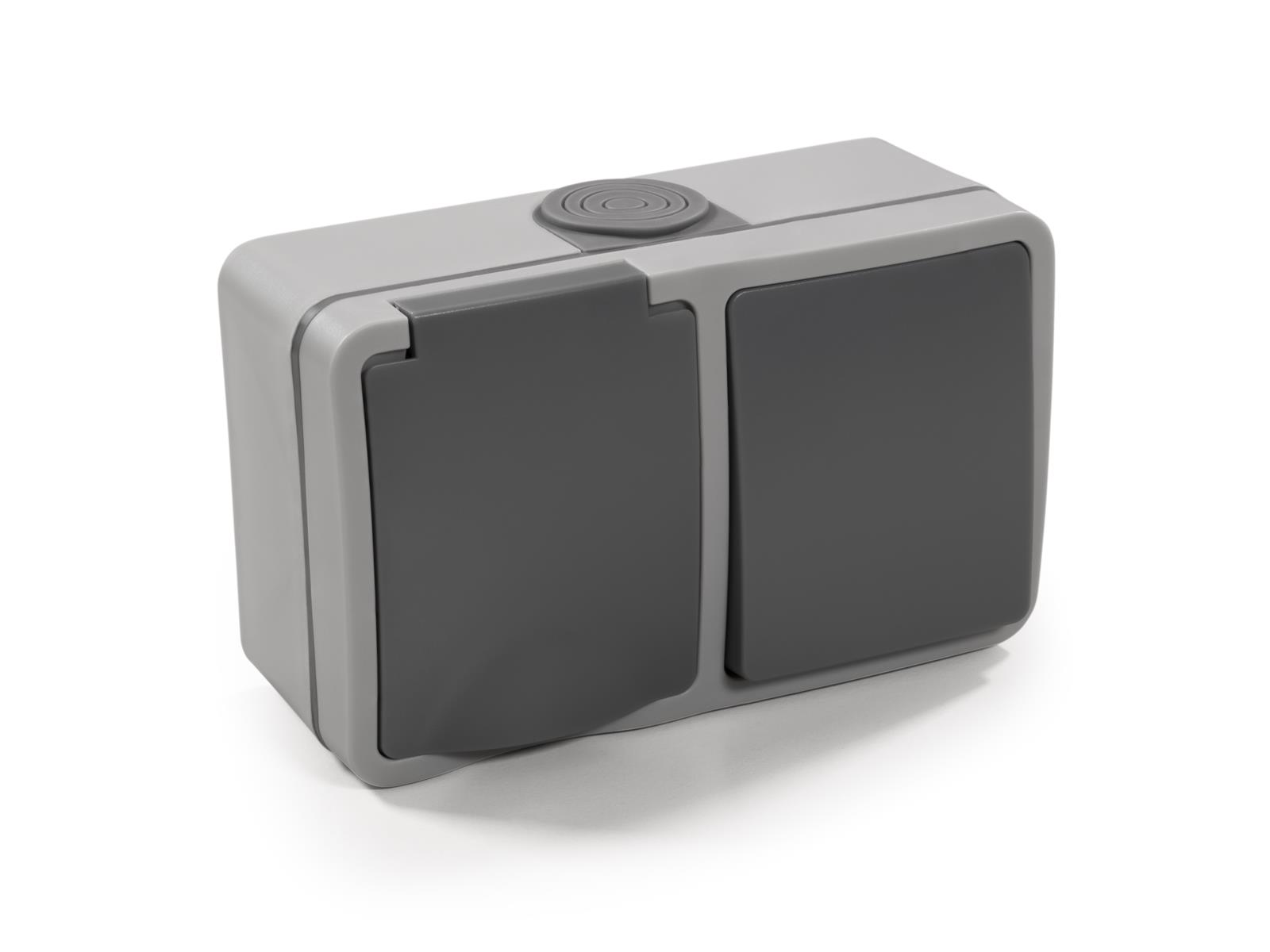 Feuchtraum Kombi-Dose McPower ''Fix'',Schalter+Steckdose,Steckanschluss, 250V~, AP