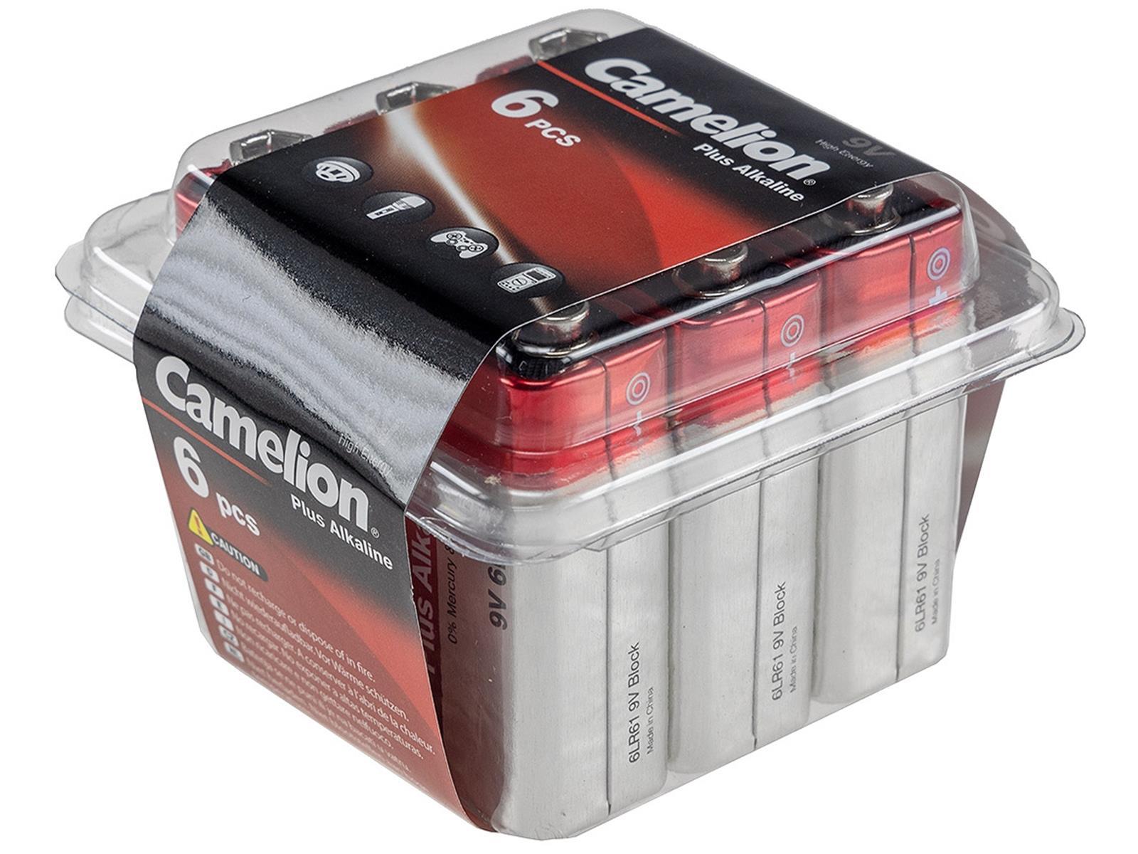 9V-Block-Batterie CAMELION AlkalinePlusTyp 6F22, 9V, 6er Haushaltsbox