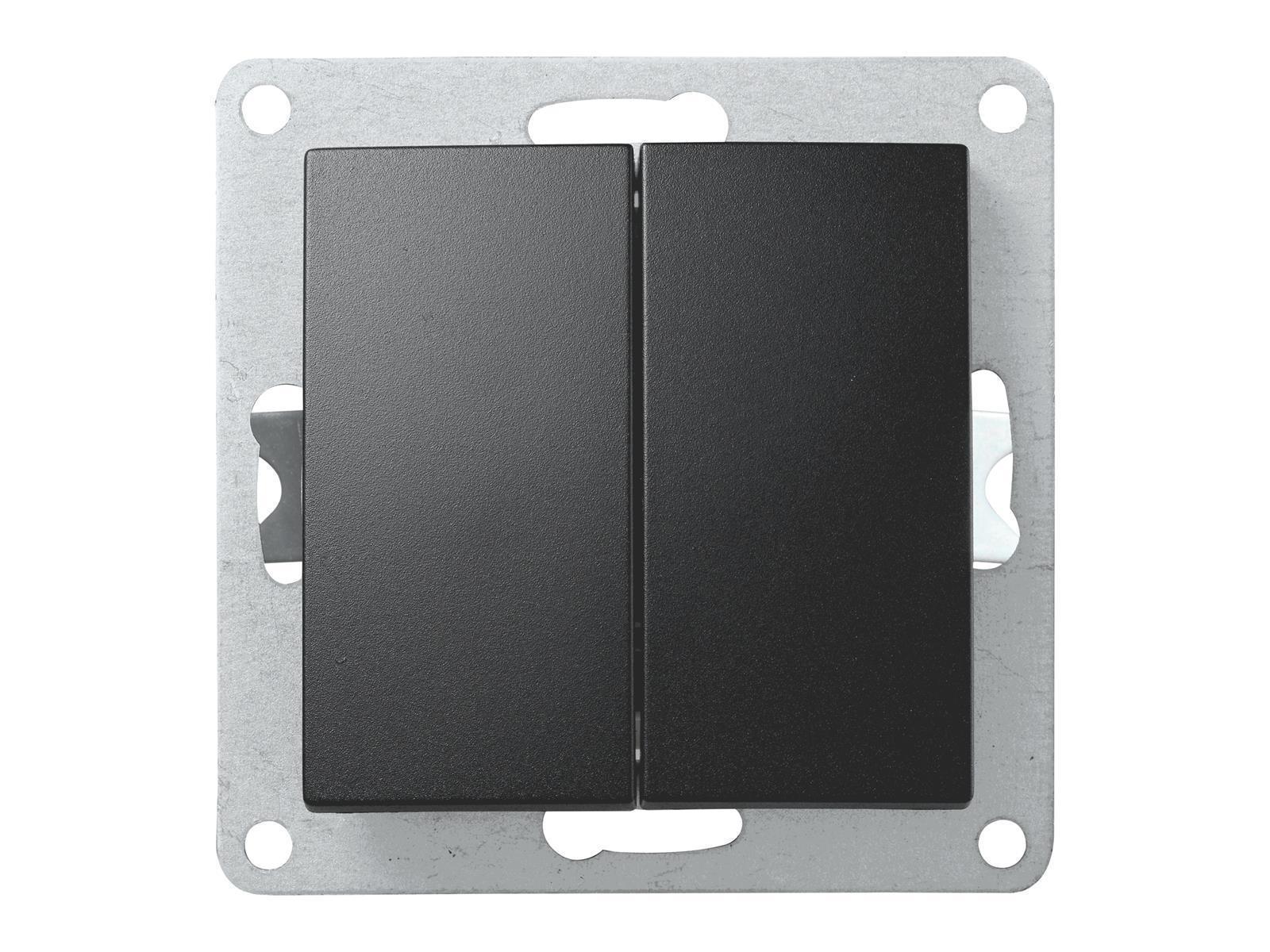 Taster McPower ''Flair'' 2-fach, 250V~/10A, UP, matt schwarz