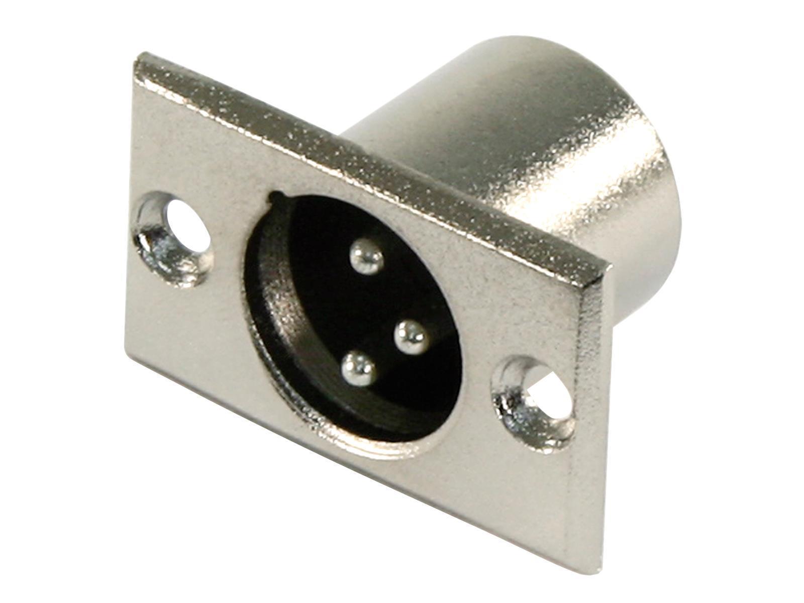 XLR-Einbaustecker, silber Metall, 3-polig