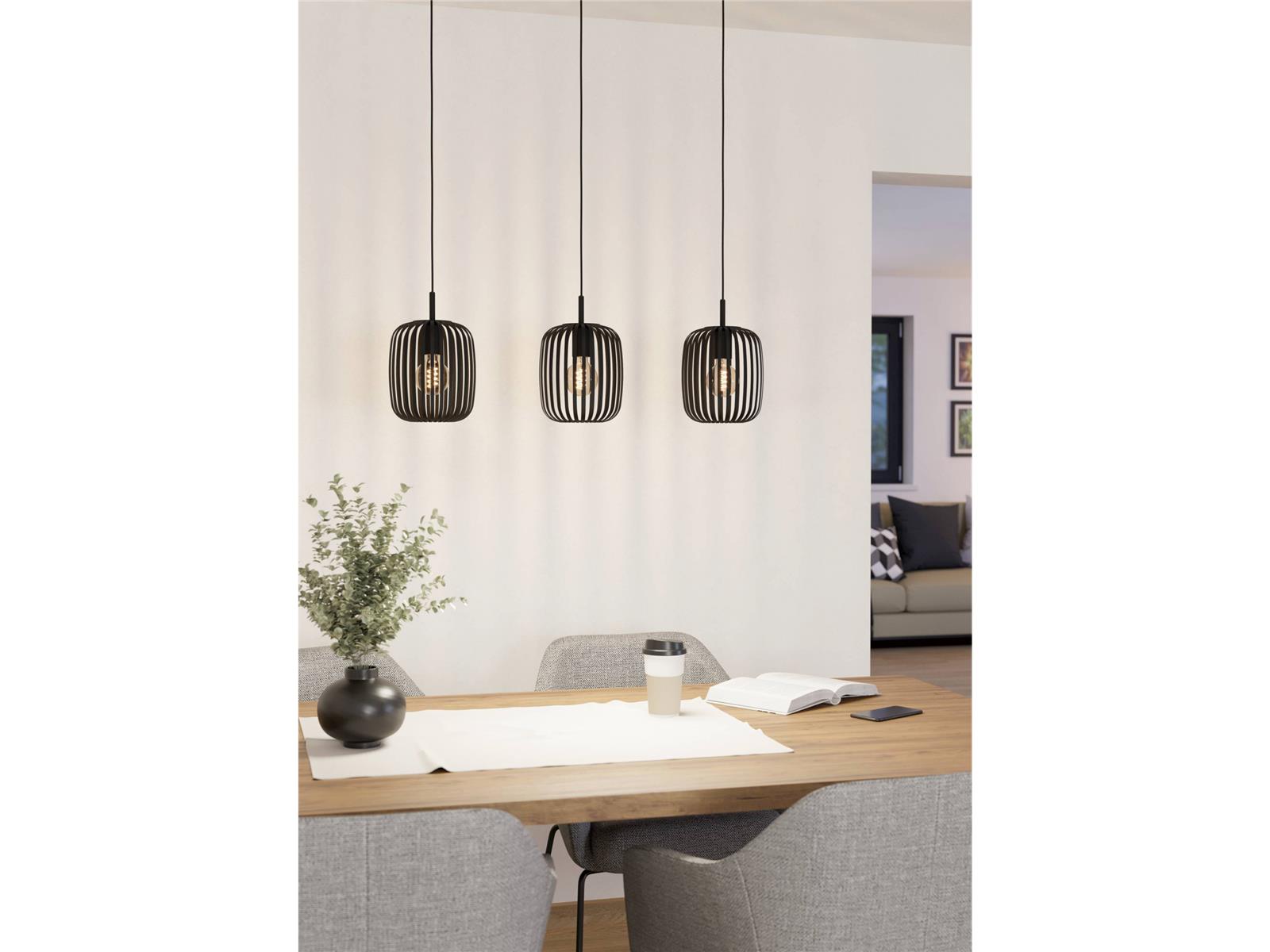 Hängeleuchte EGLO ''Romazzina'', 3-flammig, E27, Stahl, schwarz, 110x20x90cm