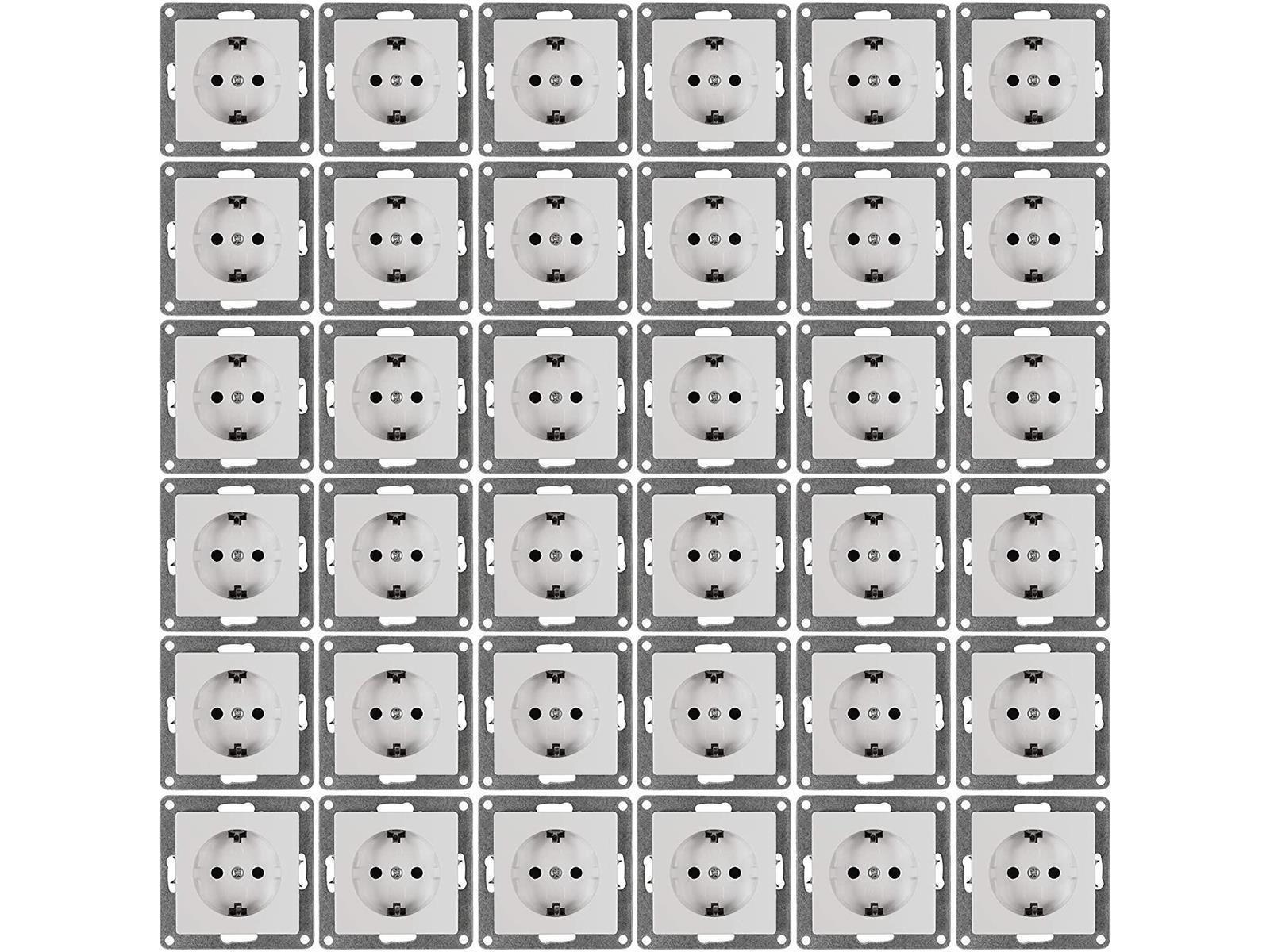 Schutzkontakt-Steckdose McPower ''Cup'' 250V~/16A, UP, Klemmanschluss, 36er-Pack
